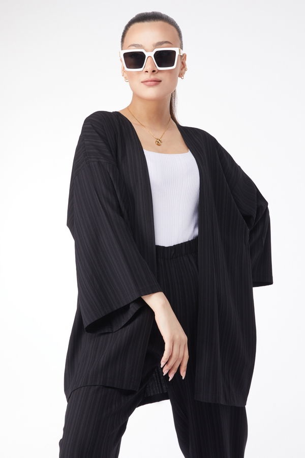 Kimono Pantolon İkili Takım Siyah - 24679 SİYAH