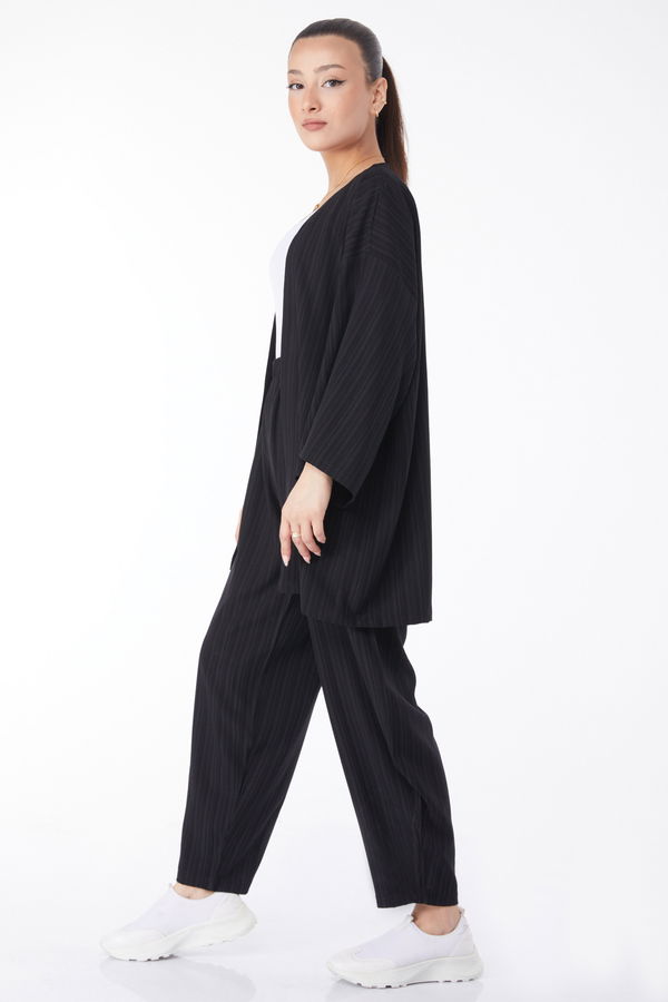Kimono Pantolon İkili Takım Siyah - 24679 SİYAH