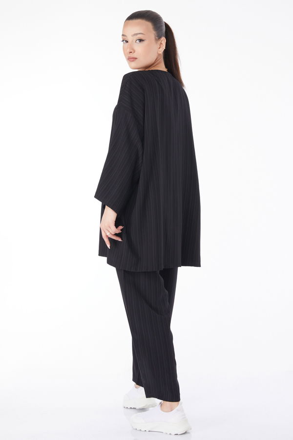 Kimono Pantolon İkili Takım Siyah - 24679 SİYAH