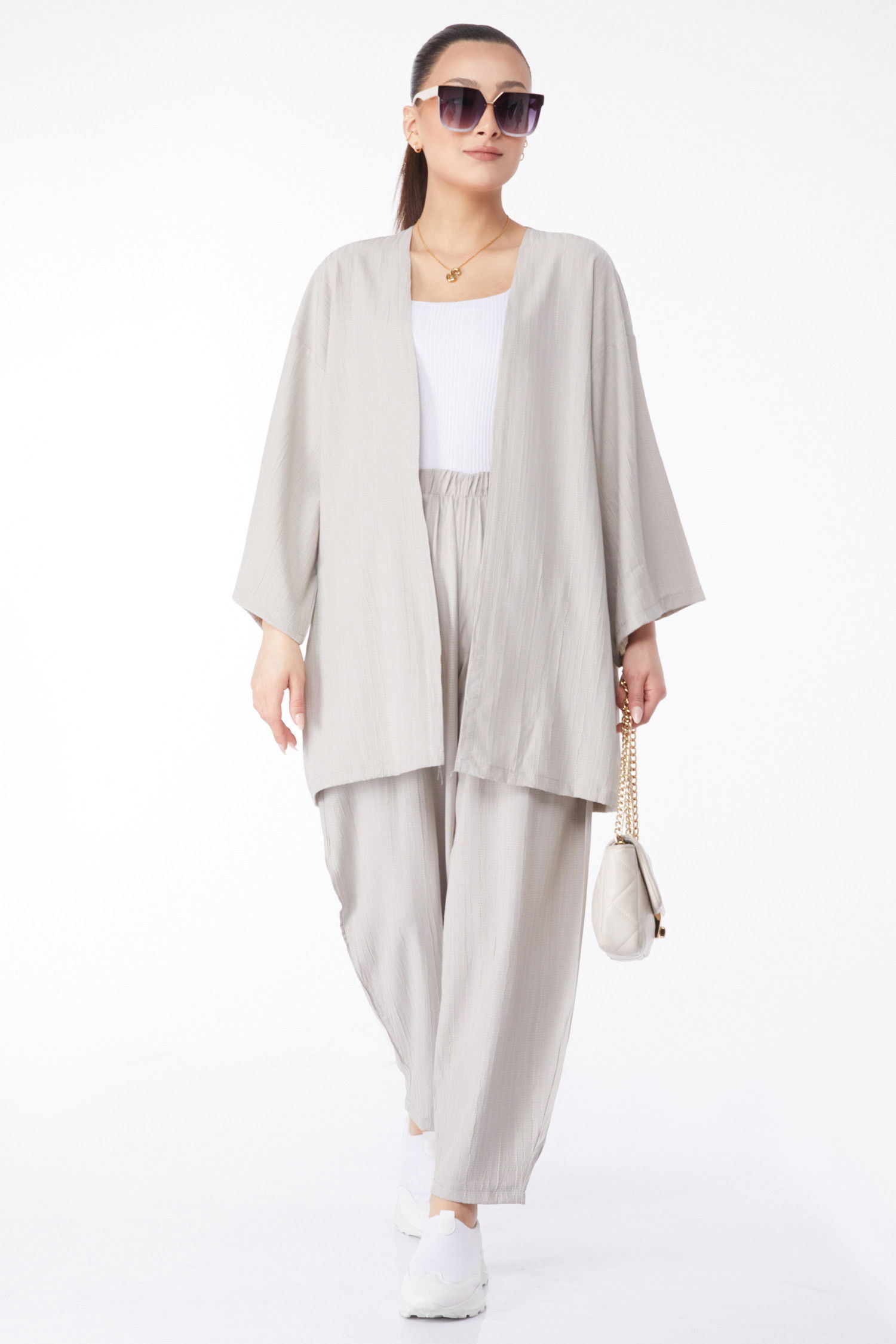 Kimono Pantolon İkili Takım Gri - 24679 GRİ