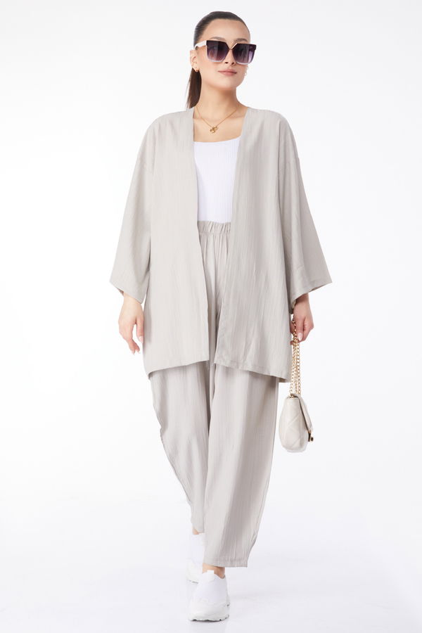 Kimono Pantolon İkili Takım Gri - 24679 GRİ