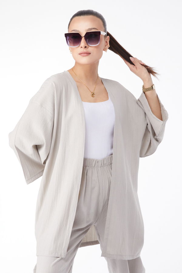 Kimono Pantolon İkili Takım Gri - 24679 GRİ