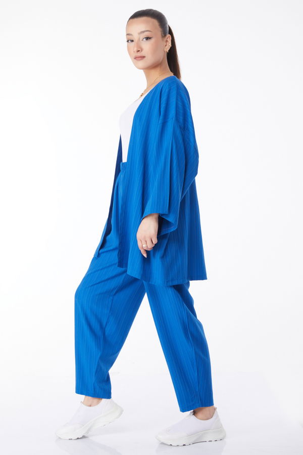 Kimono Pantolon İkili Takım Mavi - 24679