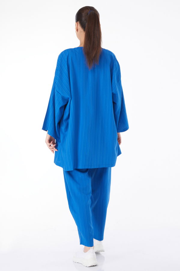 Kimono Pantolon İkili Takım Mavi - 24679