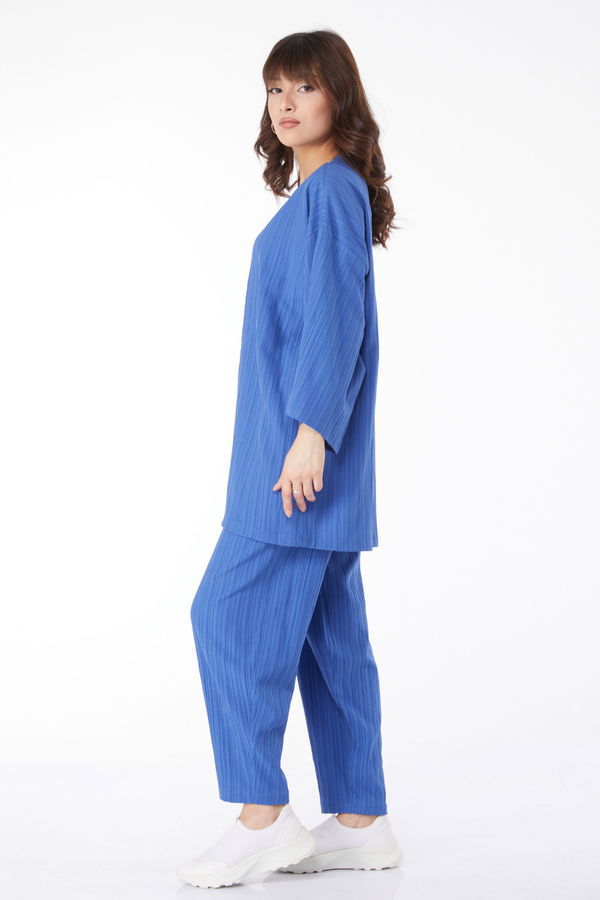 Kimono Pantolon İkili Takım Mavi - 24679
