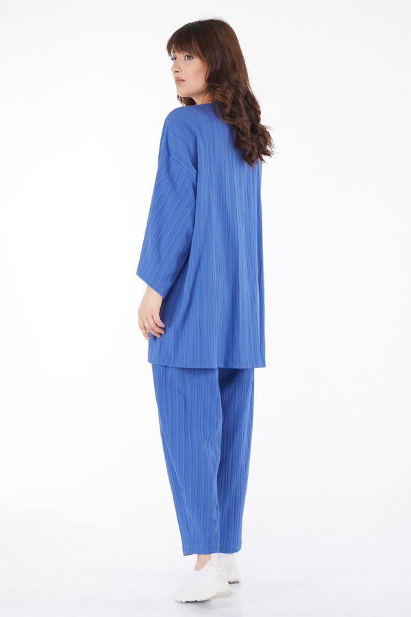 Kimono Pantolon İkili Takım Mavi - 24679
