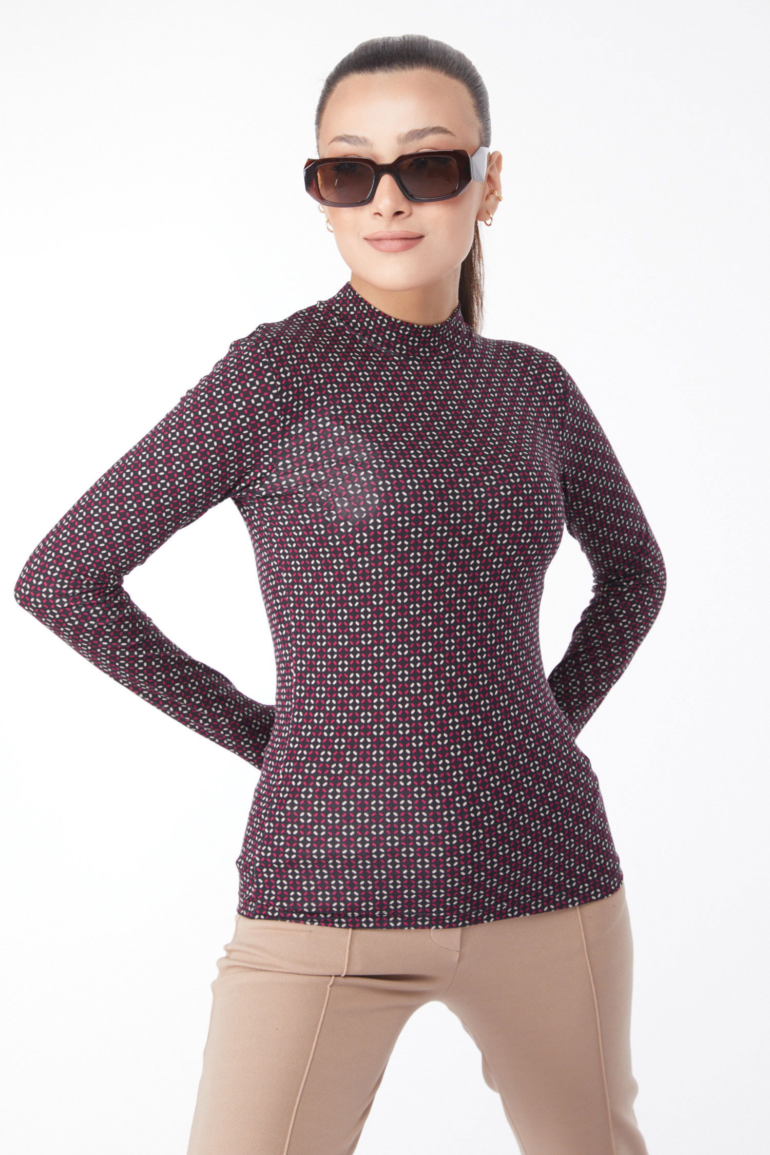 Desenli Bady Bordo - 24697