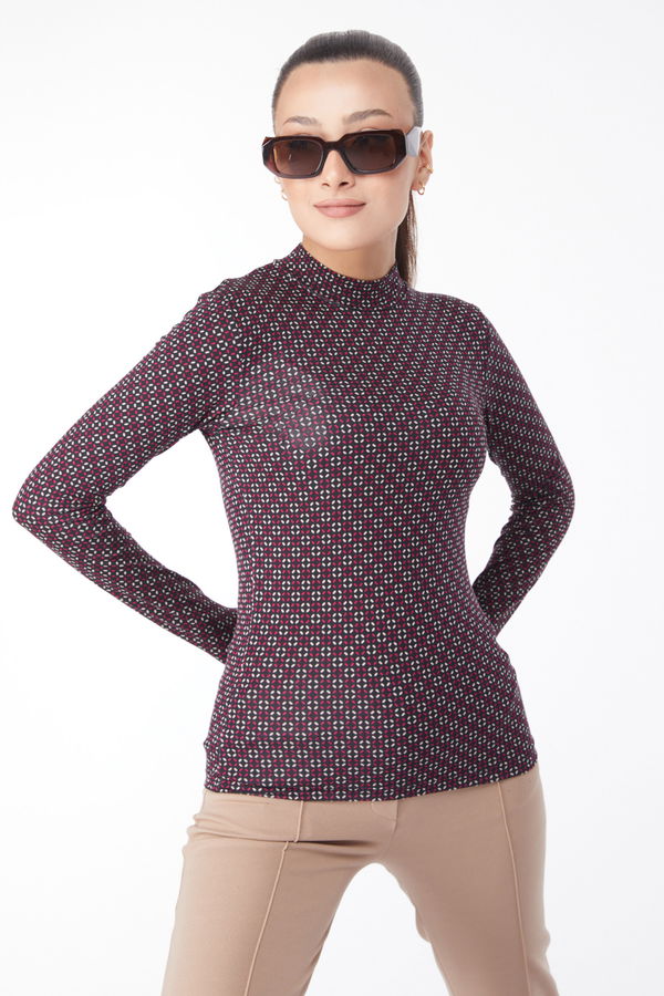 Desenli Bady Bordo - 24697