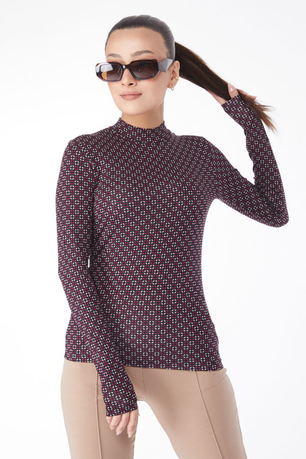 Desenli Bady Bordo - 24697