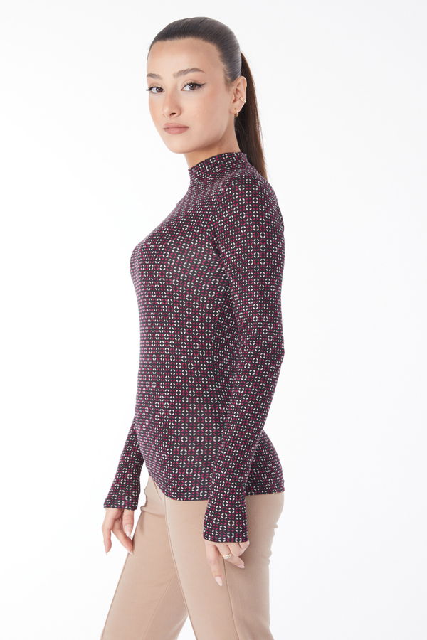 Desenli Bady Bordo - 24697