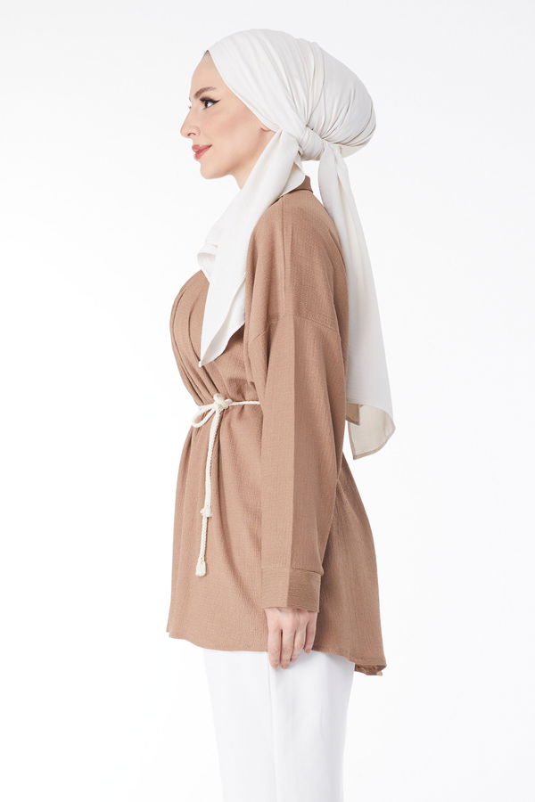 Kemerli Tunik Vizon - 24716
