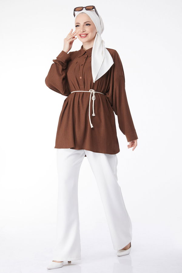 Kemerli Tunik Kahverengi - 24716