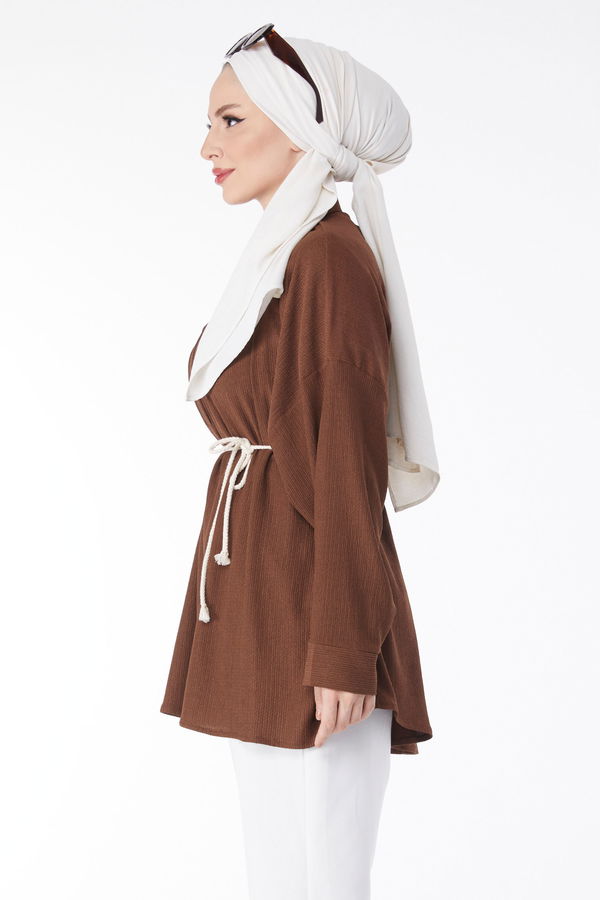 Kemerli Tunik Kahverengi - 24716