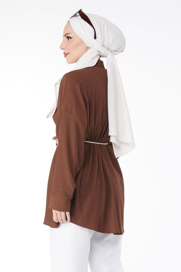 Kemerli Tunik Kahverengi - 24716