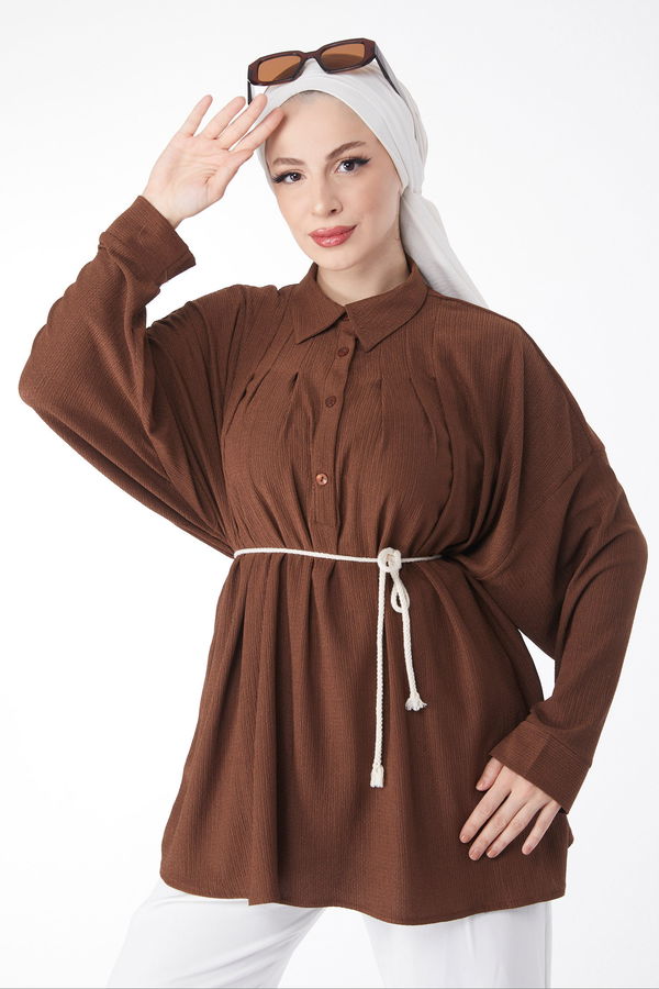 Kemerli Tunik Kahverengi - 24716