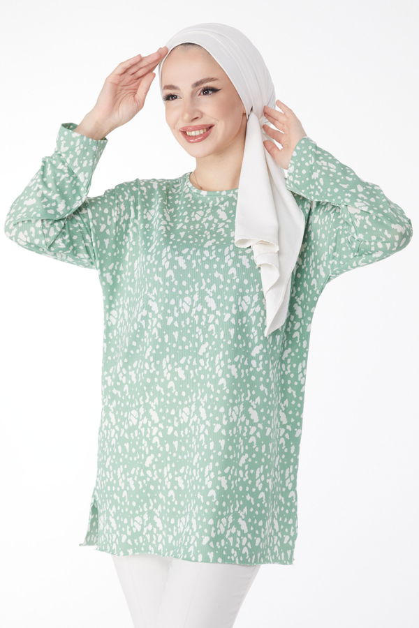 Desenli Bluz Yeşil - 24735