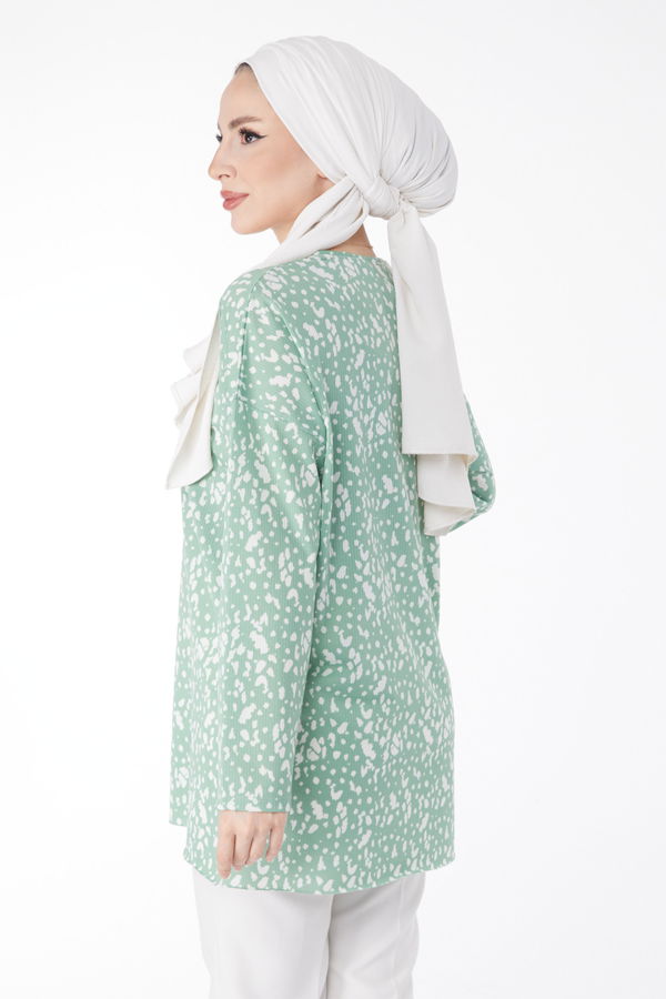 Desenli Bluz Yeşil - 24735