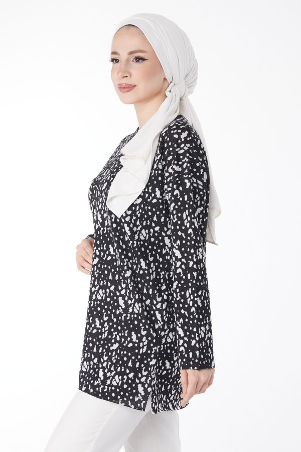 Desenli Bluz Siyah - 24735 SİYAH