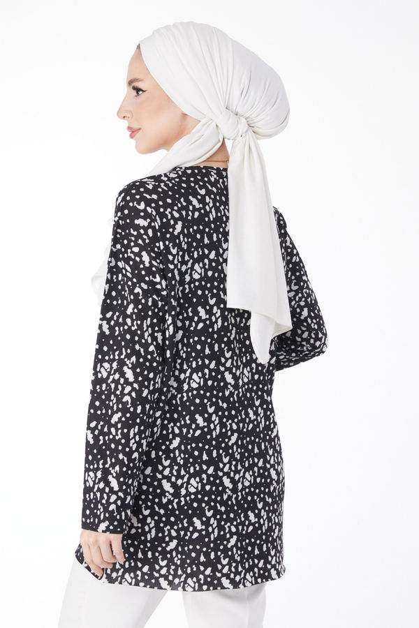 Desenli Bluz Siyah - 24735 SİYAH