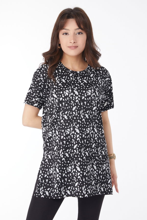 Desenli T-shirt Siyah - 24740 SİYAH