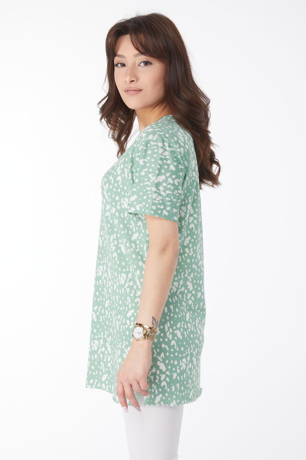 Desenli T-shirt Yeşil - 24740