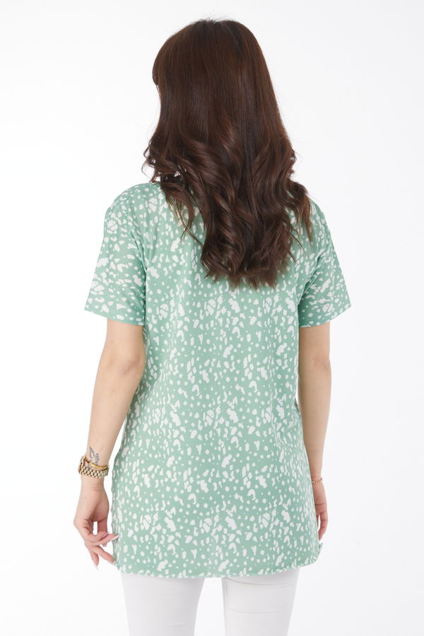 Desenli T-shirt Yeşil - 24740