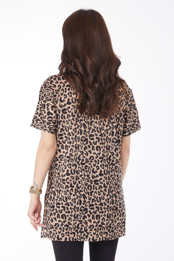 Leopar Desenli T-shirt Vizon - 24741