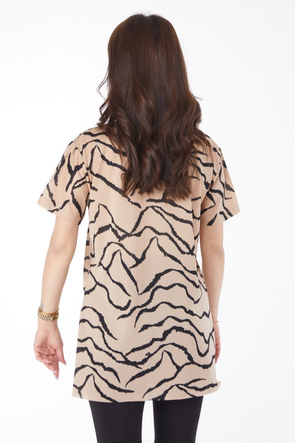 Desenli T-shirt Vizon - 24742 VİZON