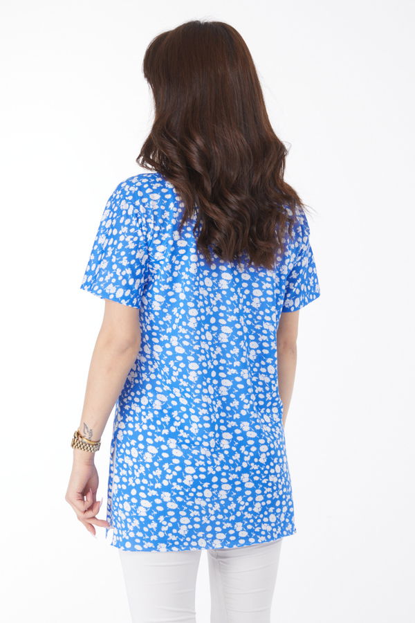 Desenli T-shirt Mavi - 24744