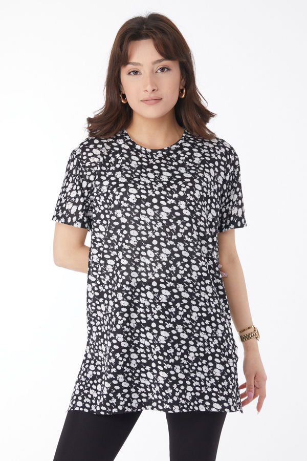 Desenli T-shirt Siyah - 24744 SİYAH