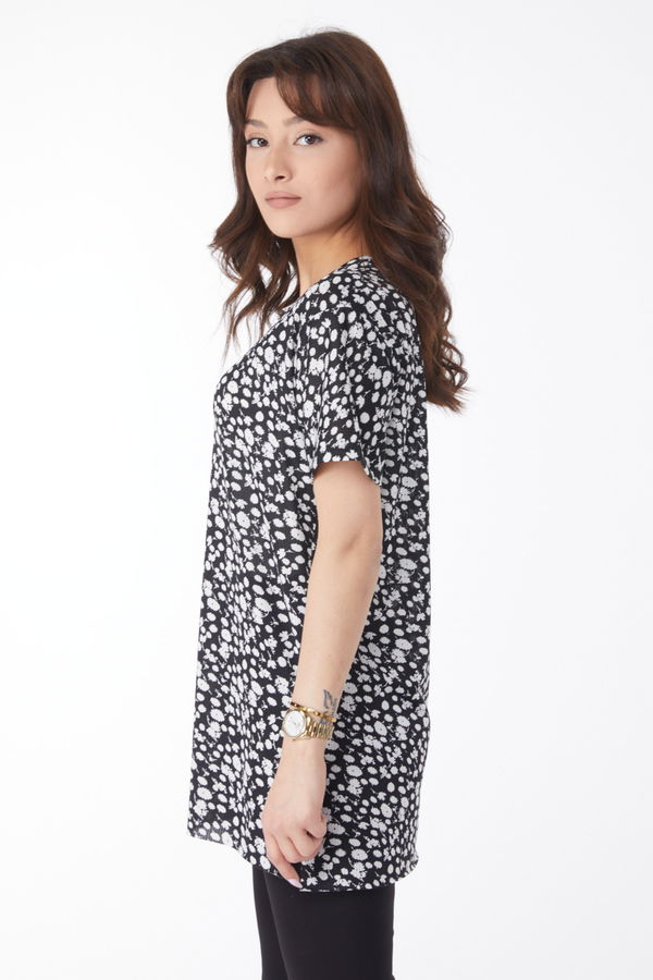 Desenli T-shirt Siyah - 24744 SİYAH