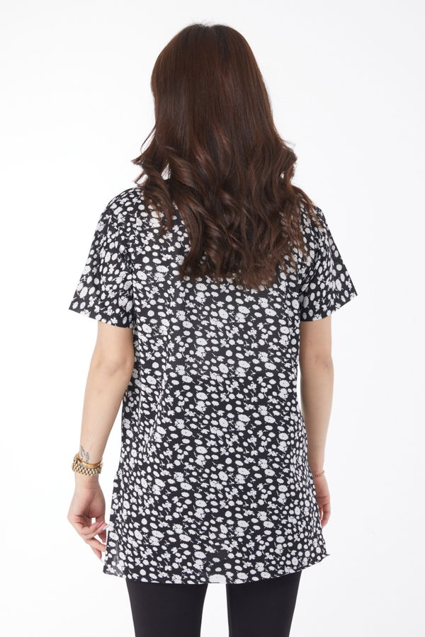 Desenli T-shirt Siyah - 24744 SİYAH