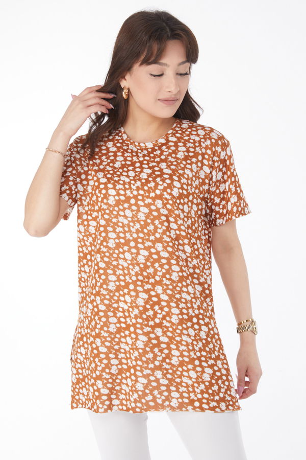 Desenli T-shirt Vizon - 24744 VİZON