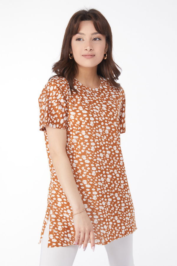 Desenli T-shirt Vizon - 24744 VİZON