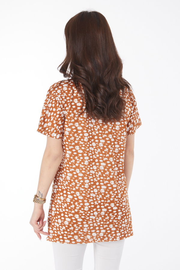 Desenli T-shirt Vizon - 24744 VİZON