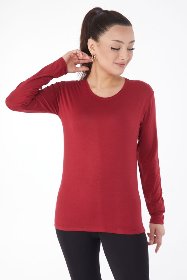 Uzun Kollu Baskısız Badi Bordo - 24765 BORDO