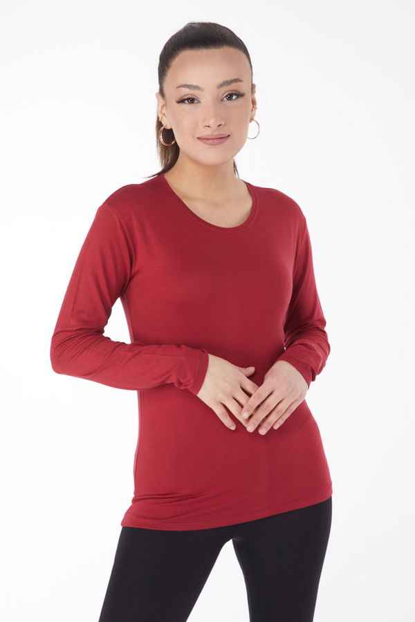 Uzun Kollu Baskısız Badi Bordo - 24765 BORDO