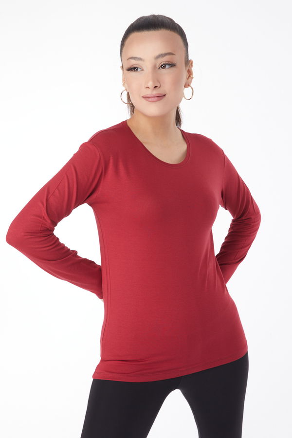 Uzun Kollu Baskısız Badi Bordo - 24765 BORDO