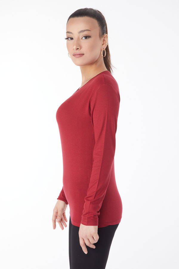 Uzun Kollu Baskısız Badi Bordo - 24765 BORDO