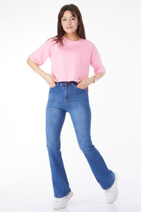 Cepli Yırtmaçlı T-shirt Pembe - 24790