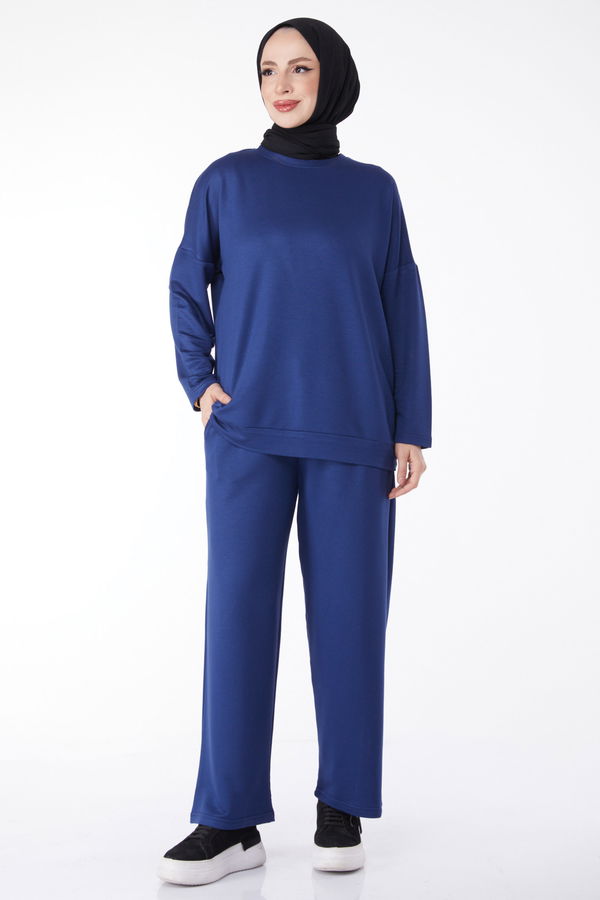 Sweatshirt+Pantolon İkili Takım Lacivert - 24815 LACİVERT