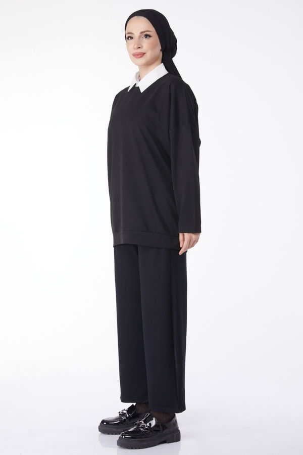 Sweatshirt+Pantolon İkili Takım Siyah - 24815 SİYAH