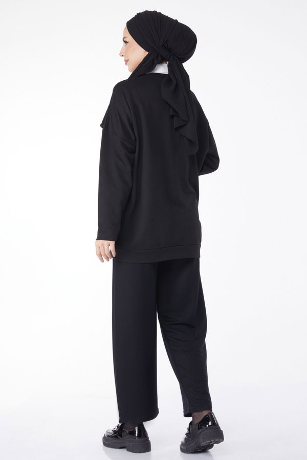 Sweatshirt+Pantolon İkili Takım Siyah - 24815 SİYAH