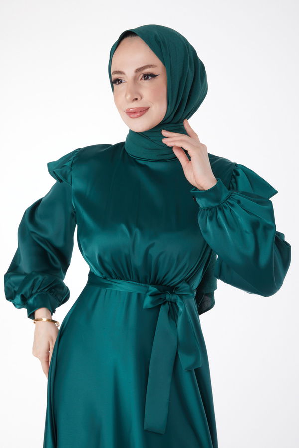 Prenses Kol Abiye Elbise Yeşil - 24887 YEŞİL