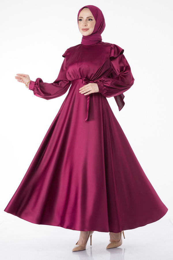 Prenses Kol Abiye Elbise Mor - 24887 MOR