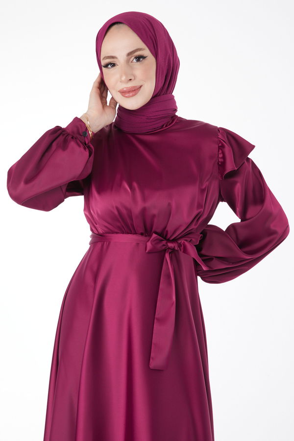 Prenses Kol Abiye Elbise Mor - 24887 MOR