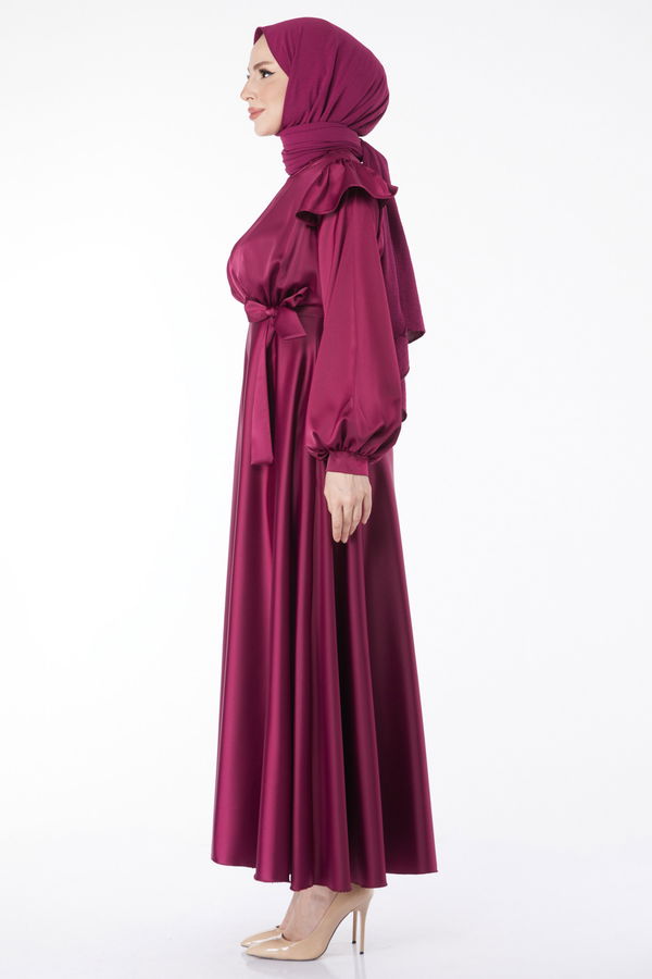 Prenses Kol Abiye Elbise Mor - 24887 MOR