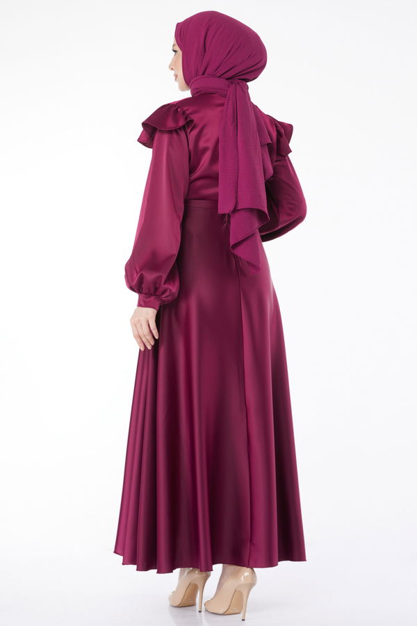 Prenses Kol Abiye Elbise Mor - 24887 MOR