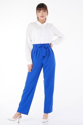 Klasik Kuşaklı Pantolon Mavi - 25035