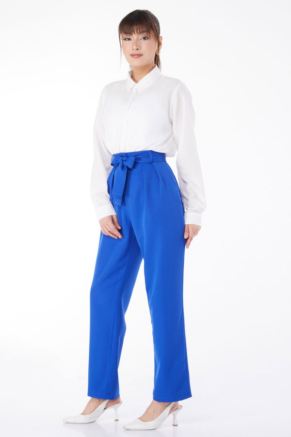 Klasik Kuşaklı Pantolon Mavi - 25035